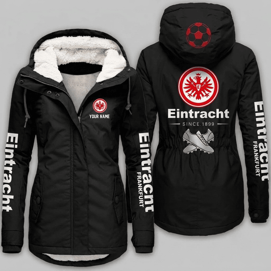 Eintracht Frankfurt Bundesliga Woman Winter Fleece Jacket Custom Name