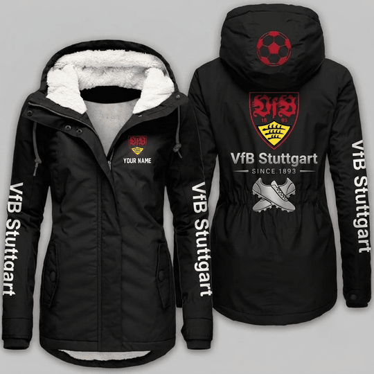 VfB Stuttgart Bundesliga Woman Winter Fleece Jacket Custom Name