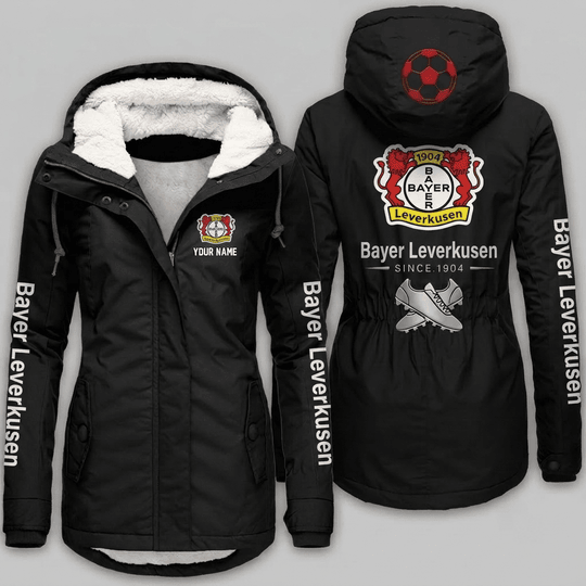 Bayer Leverkusen Bundesliga Woman Winter Fleece Jacket Custom Name