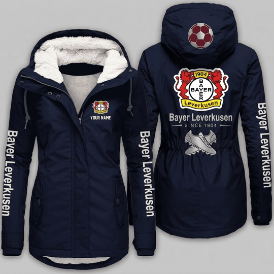 Bayer Leverkusen Bundesliga Woman Winter Fleece Jacket Custom Name