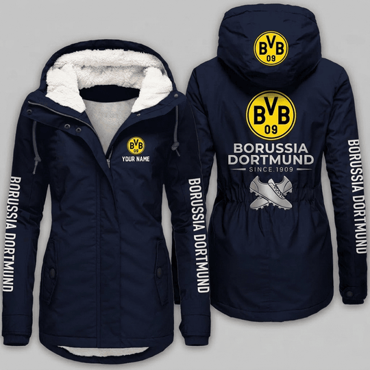Borussia Dortmund Bundesliga Woman Winter Fleece Jacket Custom Name