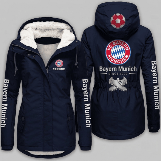 Bayern Munich Bundesliga Woman Winter Fleece Jacket Custom Name