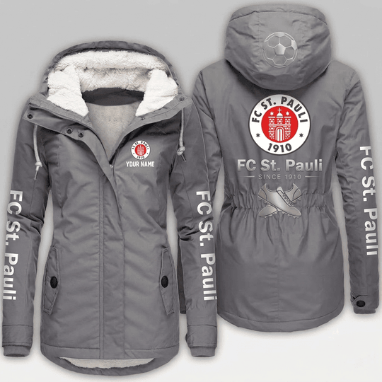 FC St. Pauli Bundesliga Woman Winter Fleece Jacket Custom Name