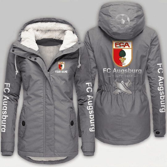 FC Augsburg Bundesliga Woman Winter Fleece Jacket Custom Name
