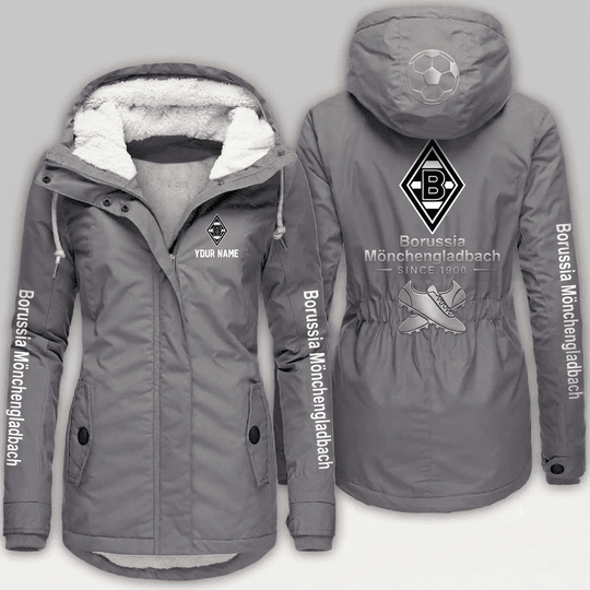 Borussia Mönchengladbach Bundesliga Woman Winter Fleece Jacket Custom Name