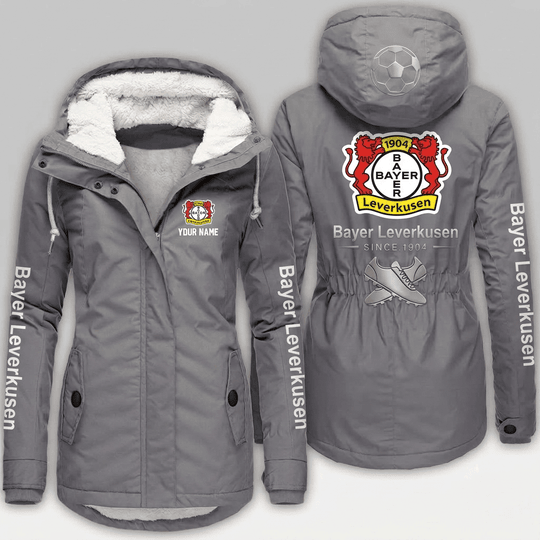 Bayer Leverkusen Bundesliga Woman Winter Fleece Jacket Custom Name