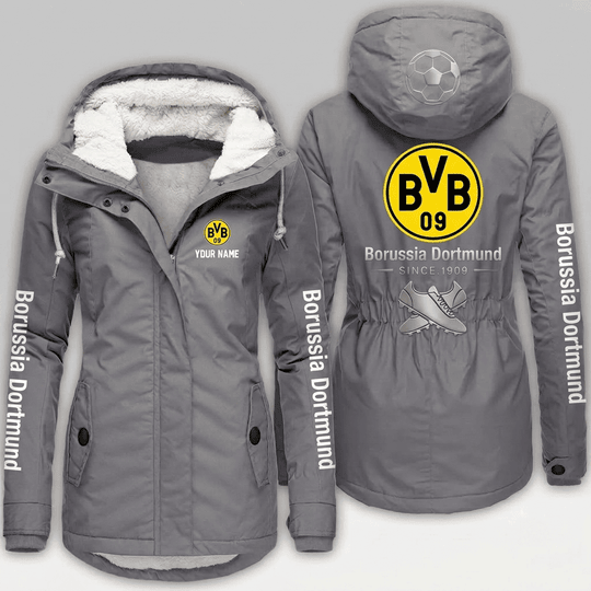 Borussia Dortmund Bundesliga Woman Winter Fleece Jacket Custom Name