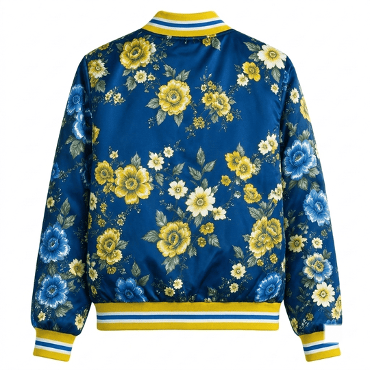 Leed United EPL Women's Floral Print Casual Zip Up Jacket Personalized Name