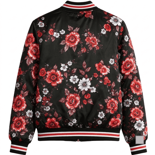 Fulham EPL Women's Floral Print Casual Zip Up Jacket Personalized Name