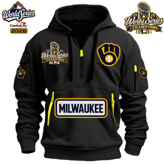 MILWAUKEE BREWERS MLB 2026 WORLD CHAMPIONS LIMITED EDITION HALF ZIP HOODIE