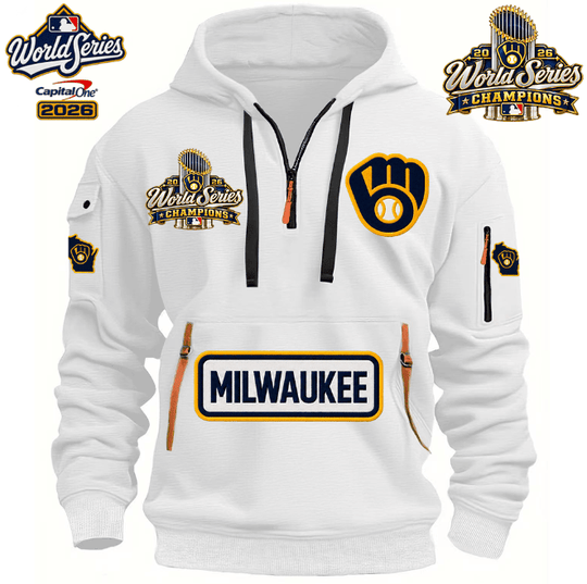 MILWAUKEE BREWERS MLB 2026 WORLD CHAMPIONS LIMITED EDITION HALF ZIP HOODIE