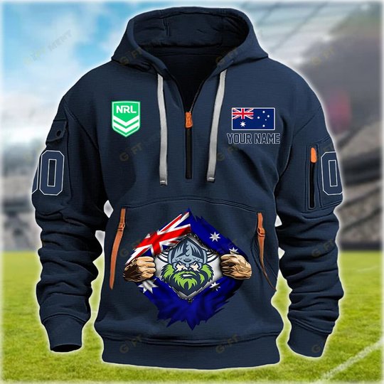 Canberra Raiders Personalized Quarter Zip Hoodie for fan