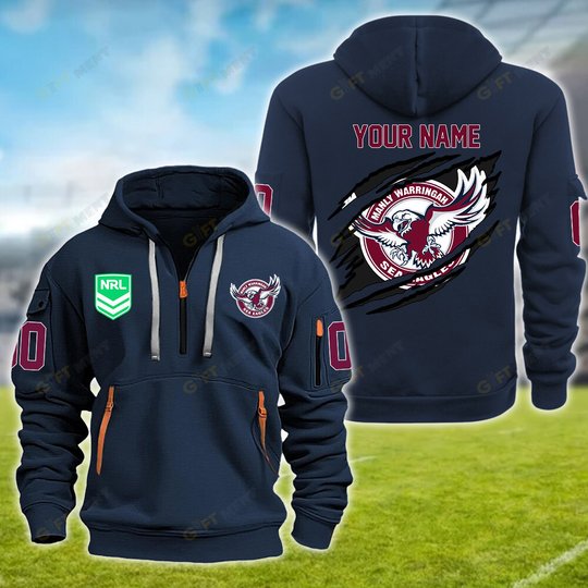 Manly Warringah Sea Eagles Personalized Quarter Zip Hoodie for fan