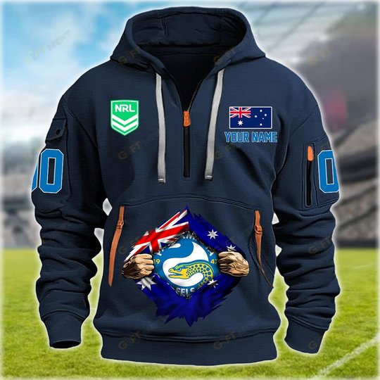Parramatta Eels Personalized Quarter Zip Hoodie for fan