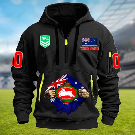 South Sydney Rabbitohs Personalized Quarter Zip Hoodie for fan