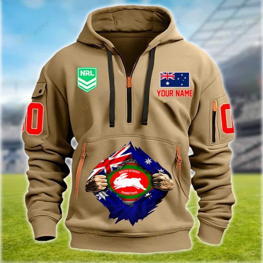 South Sydney Rabbitohs Personalized Quarter Zip Hoodie for fan