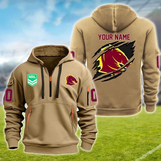 Brisbane Broncos Personalized Quarter Zip Hoodie for fan