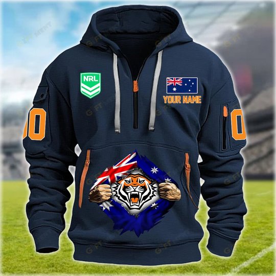 Wests Tigers Personalized Quarter Zip Hoodie for fan