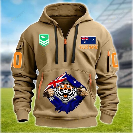 Wests Tigers Personalized Quarter Zip Hoodie for fan