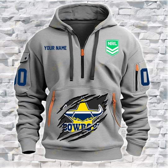 North Queensland Cowboys Personalized Quarter Zip Hoodie for fan Limited Edition
