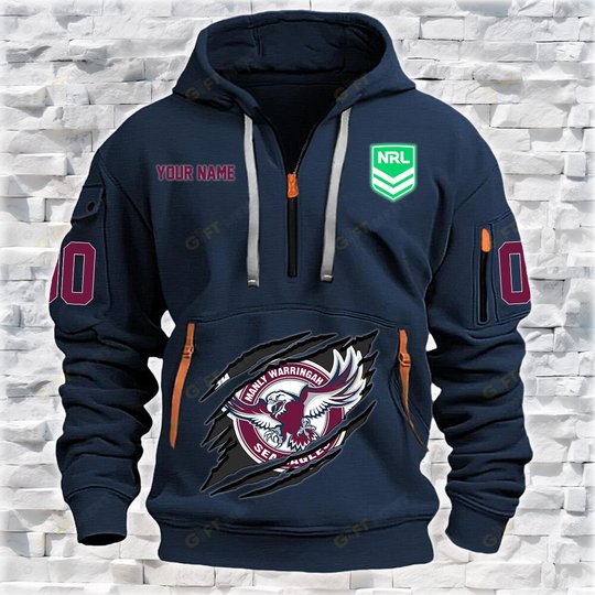 Manly Warringah Sea Eagles Personalized Quarter Zip Hoodie for fan Limited Edition