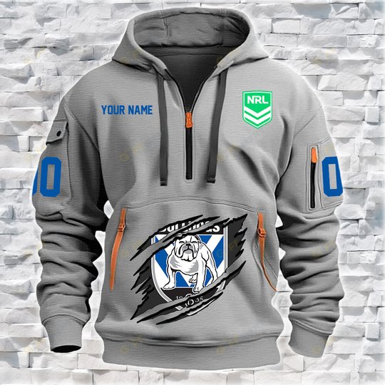 Canterbury-Bankstown Bulldogs Personalized Quarter Zip Hoodie for fan Limited Edition
