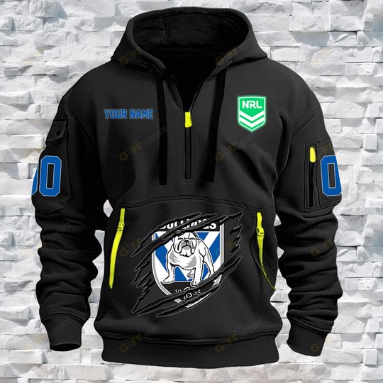Canterbury-Bankstown Bulldogs Personalized Quarter Zip Hoodie for fan Limited Edition