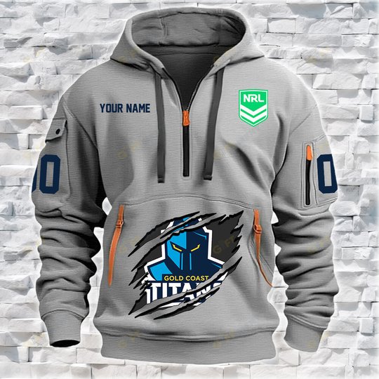 Gold Coast Titans Personalized Quarter Zip Hoodie for fan Limited Edition