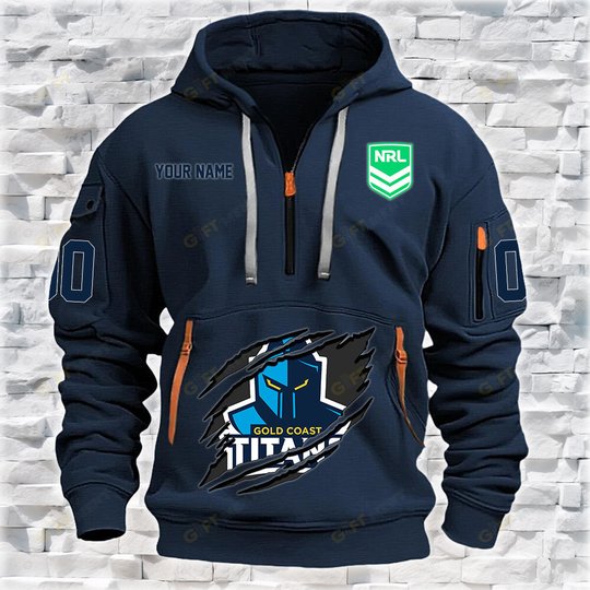 Gold Coast Titans Personalized Quarter Zip Hoodie for fan Limited Edition