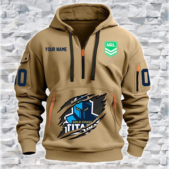 Gold Coast Titans Personalized Quarter Zip Hoodie for fan Limited Edition