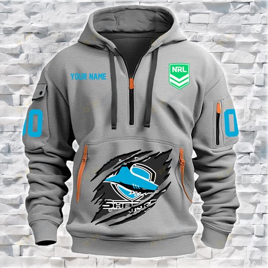 Cronulla-Sutherland Sharks Personalized Quarter Zip Hoodie for fan Limited Edition
