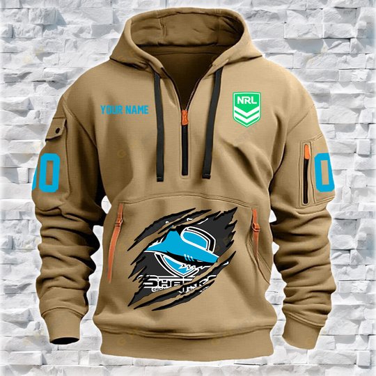 Cronulla-Sutherland Sharks Personalized Quarter Zip Hoodie for fan Limited Edition