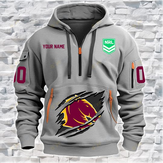 Brisbane Broncos Personalized Quarter Zip Hoodie for fan Limited Edition