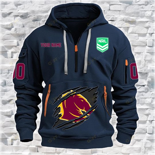 Brisbane Broncos Personalized Quarter Zip Hoodie for fan Limited Edition