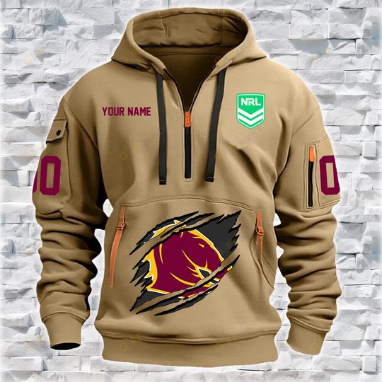 Brisbane Broncos Personalized Quarter Zip Hoodie for fan Limited Edition