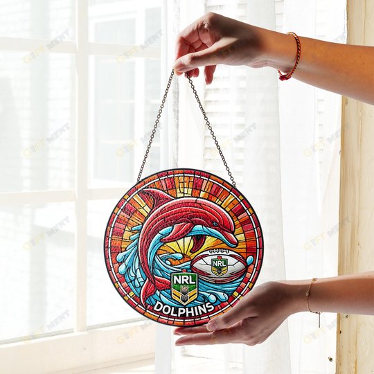 DolphinsStained Glass Suncatcher for Window Hanging