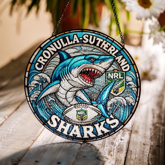 Cronulla-Sutherland SharksStained Glass Suncatcher for Window Hanging