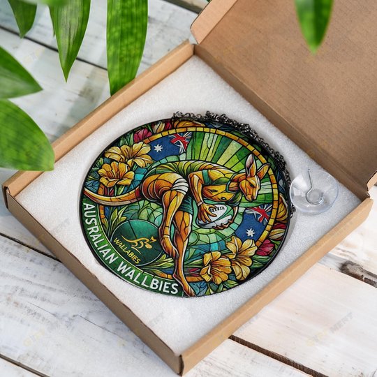 Australian wallabiesStained Glass Suncatcher for Window Hanging