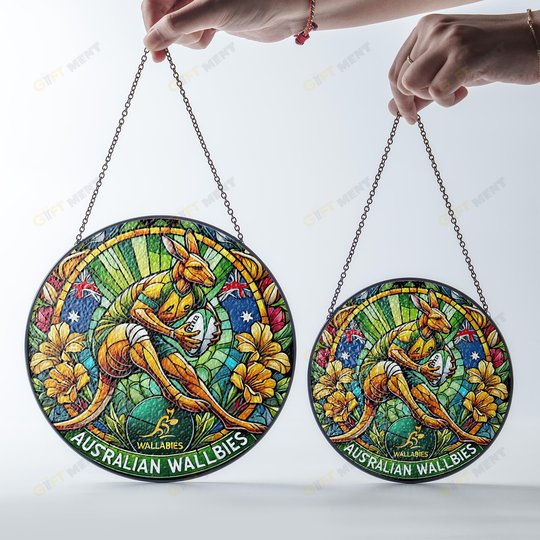Australian wallabiesStained Glass Suncatcher for Window Hanging
