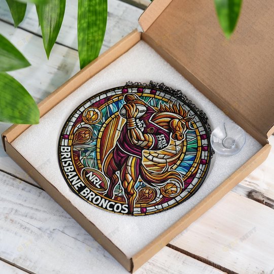 Brisbane BroncosStained Glass Suncatcher for Window Hanging