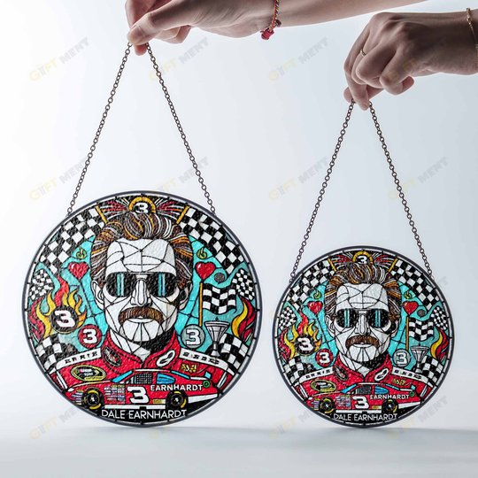 Dale earnhardt v2 Stained Glass Suncatcher