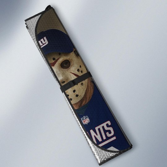 New York Giants Horror Movie Car Sunshade | NFL Halloween Windshield Cover Funny Car Sunshade Limited Edition