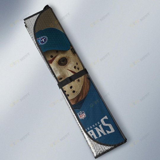 Tennessee Titans Horror Movie Car Sunshade | NFL Halloween Windshield Cover Funny Car Sunshade Limited Edition