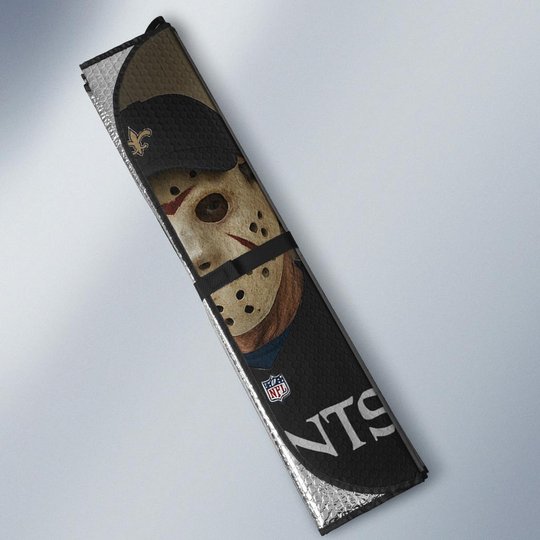 New Orleans Saints Horror Movie Car Sunshade | NFL Halloween Windshield Cover Funny Car Sunshade Limited Edition