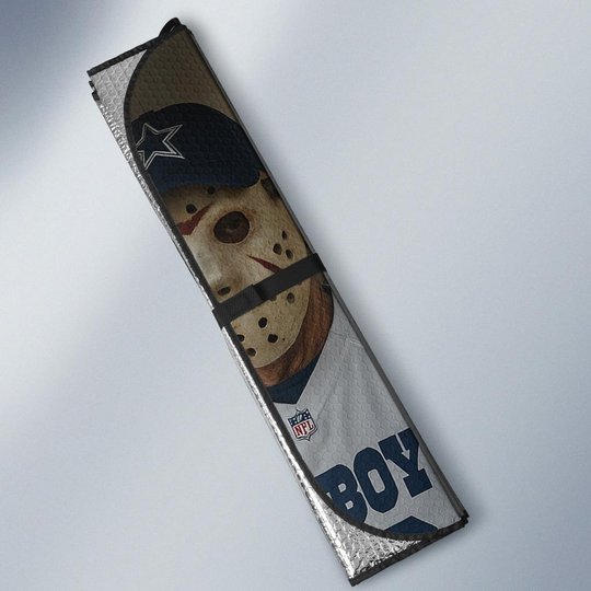 Dallas Cowboys Horror Movie Car Sunshade | NFL Halloween Windshield Cover Funny Car Sunshade Limited Edition