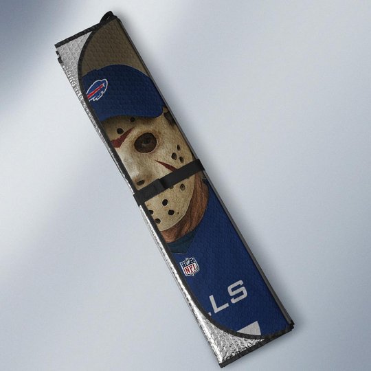 Buffalo Bills Horror Movie Car Sunshade | NFL Halloween Windshield Cover Funny Car Sunshade Limited Edition
