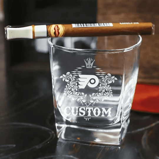 Personalized Philadelphia Flyers Decanter Set Wooden Box Custom Gift