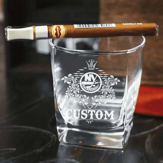 Personalized New York Islanders Decanter Set Wooden Box Custom Gift