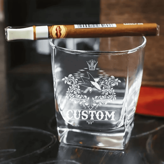 Personalized San Jose Sharks Decanter Set Wooden Box Custom Gift