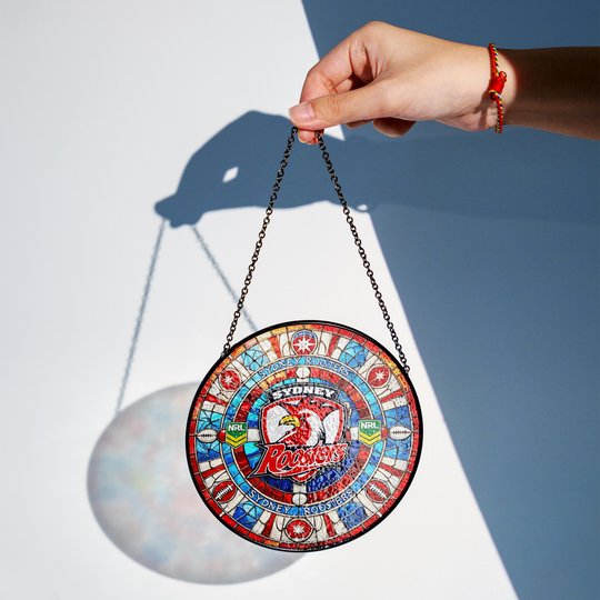 Sydney Roosters Stained Glass Suncatcher for Window Hanging V2